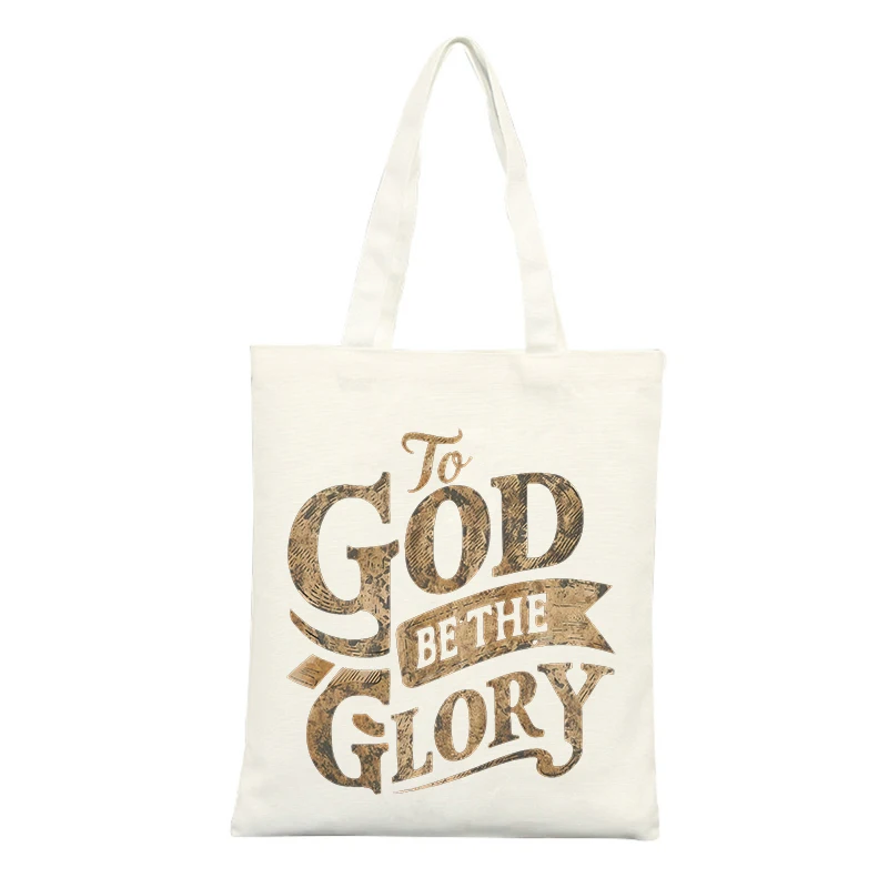 Typography Print Canvas Tote Bag, Vintage Style for Casual Daily Use