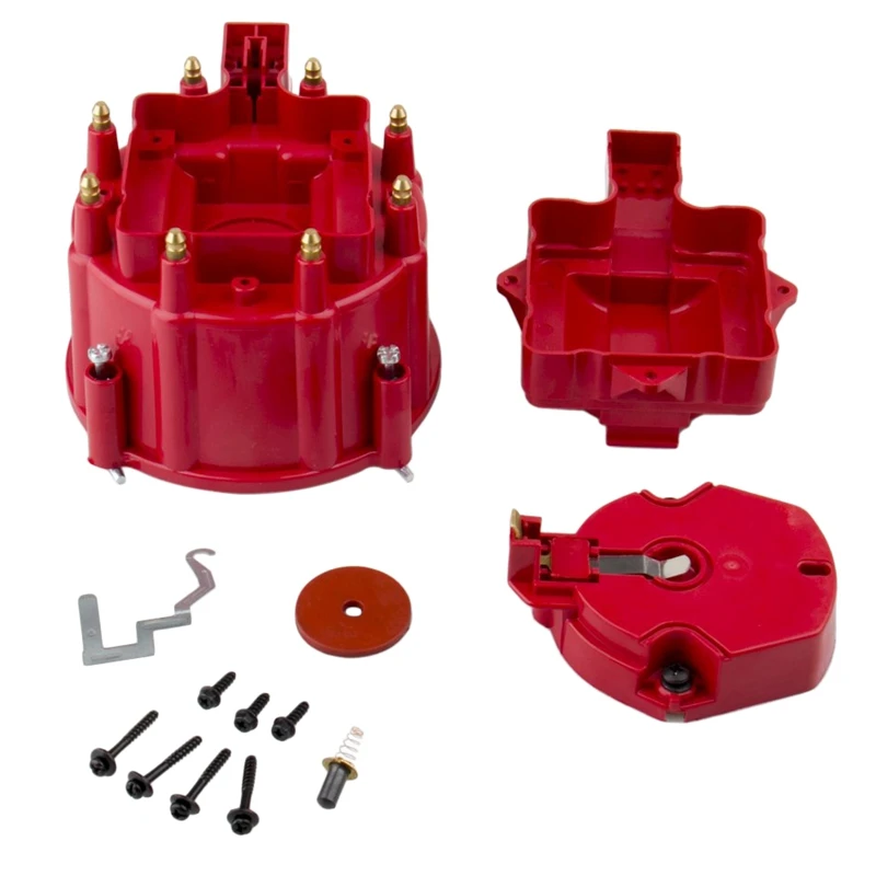 Red Male Hei Distributor Cap Coil And Rotor Replacement For Sbc Bbc 305 350 454