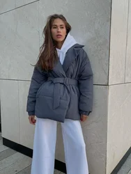 Bornladies jaqueta feminina de algodão, casaco parkas solto de inverno, jaqueta vintage de pão, roupa externa para escritório, jaqueta acolchoada quente