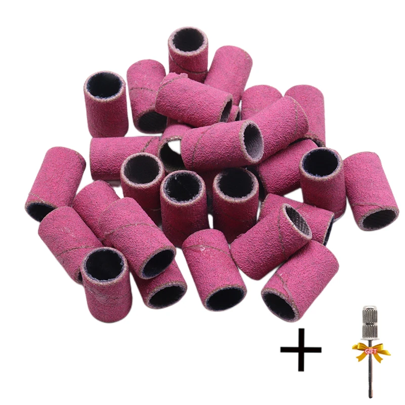 Pink 80 120 180 240 Grit Cutter Zebra Sanding Bands Nail Drill Bits Foot Care Polishing Manicure Gel PolishRemover Replacement