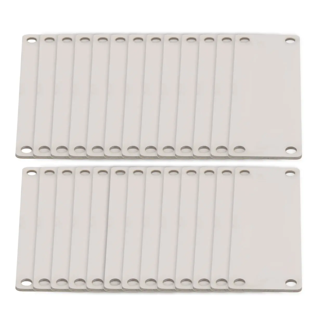A63K& 25 Pack Stainless Steel Engraving Blank Tags Rectangle Stamping Blanks with 4 Holes 1Inchx3Inch