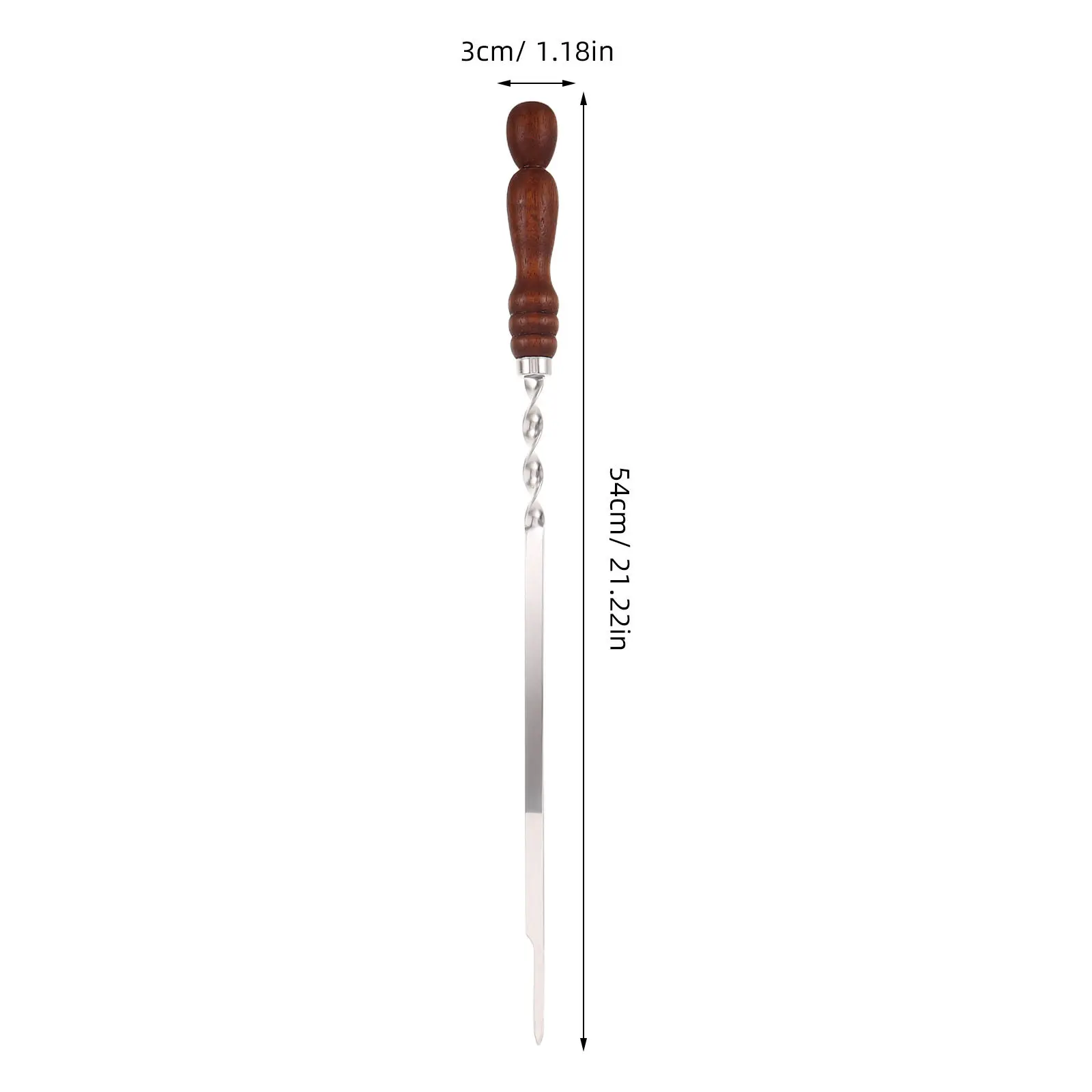 2Pcs Stainless Steel Grill Skewers Flat Wide Heavy Duty Bbq Sticks with Wood Handle for Shish Kebab Vegetable Seafood Chicken