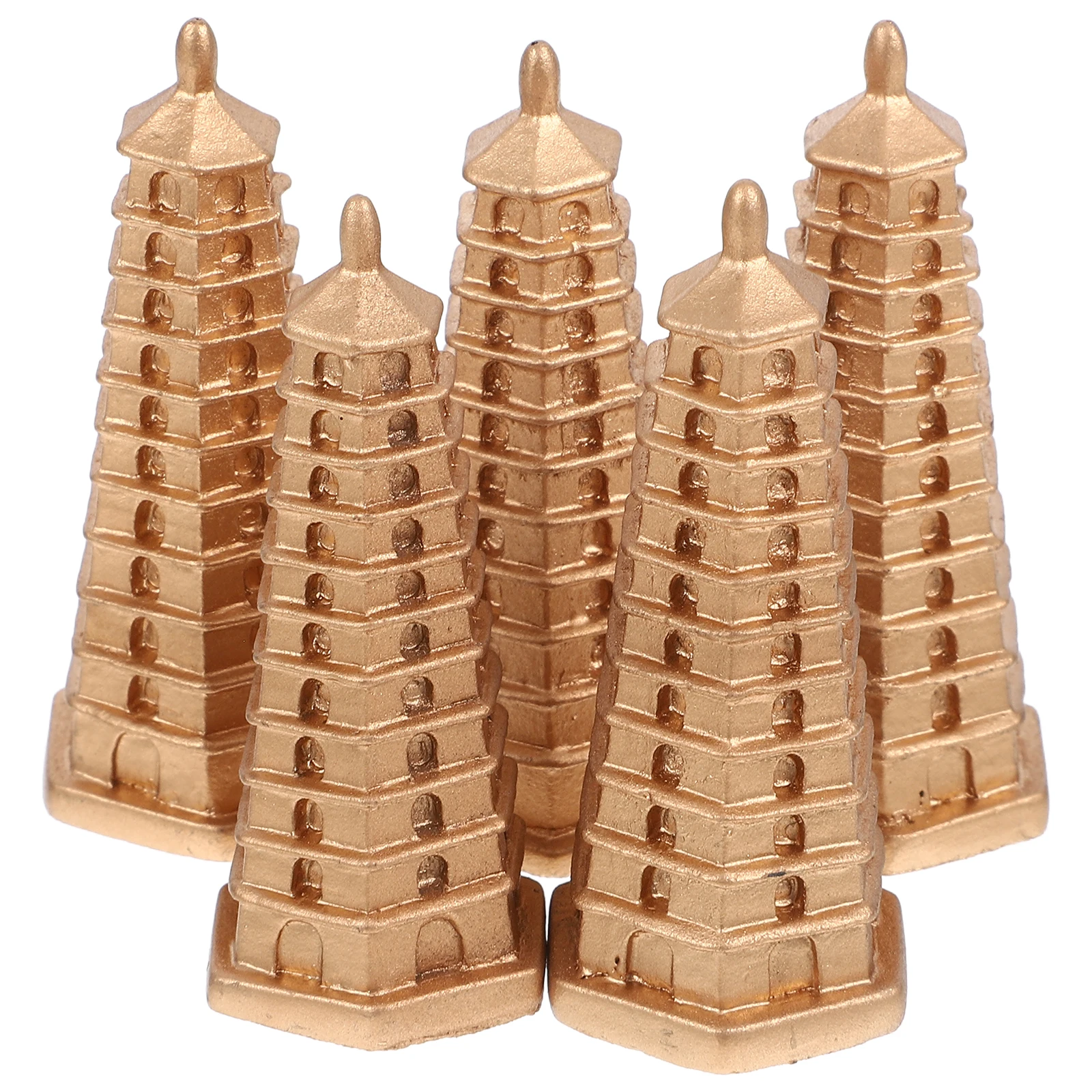 

5pcs Retro Resin Tower Vintage Miniature Chinese Style Decor For Home Office Desktop Garden Micro Landscape Diy Projects Unique