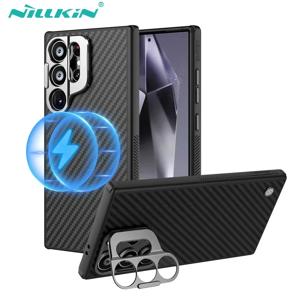 

Nillkin For Samsung Galaxy S24 Ultra Aramid Fiber Magsafe Case With Fold Kickstand For Samsung S24 Ultra Magnetic Phone Case