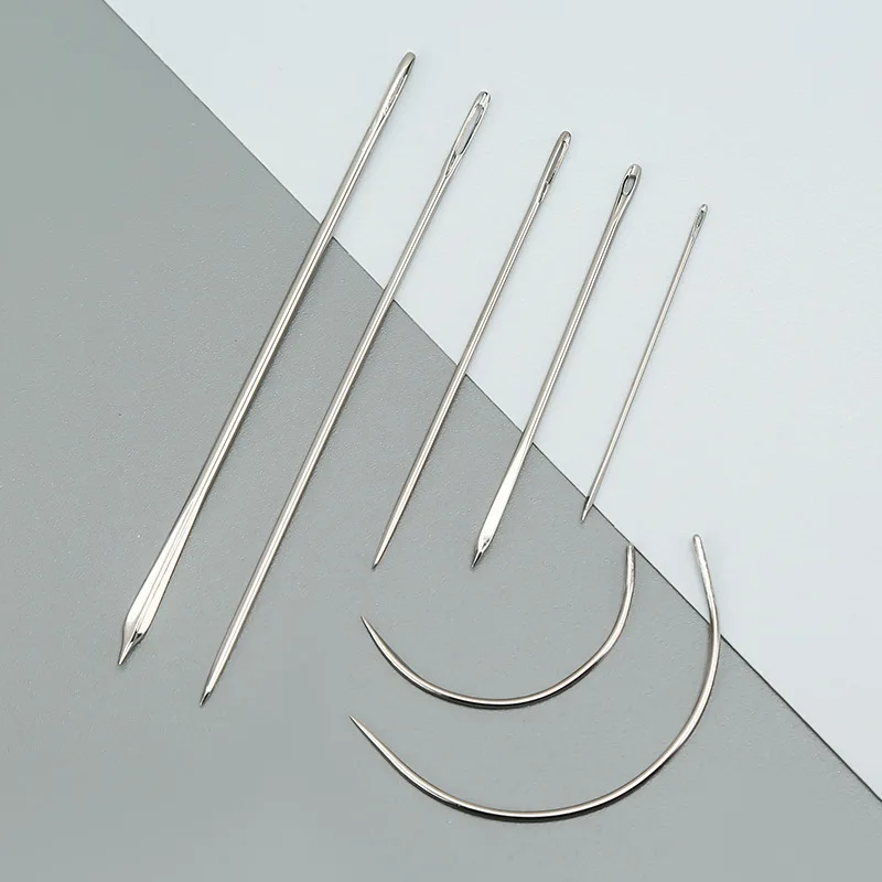 7개/세트 바늘 가죽공예 DIY 가죽 수리용 곡선형 가죽 퍼 스테인리스 스틸 핀 스티치 바늘 세트
