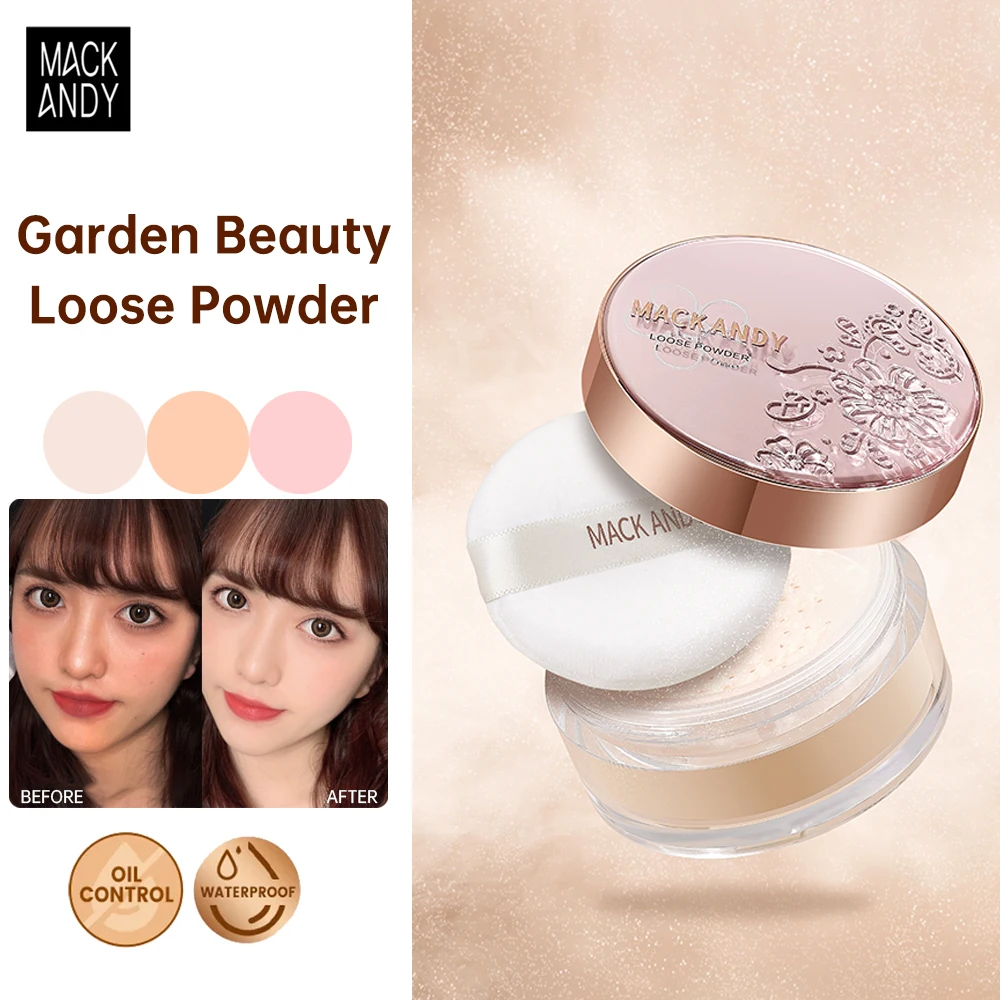 MACKANDY Air Cushion Loose Powder Face Compact Long-lasting Setting Powder Refreshing Oil Control Waterproof Powder Makeup