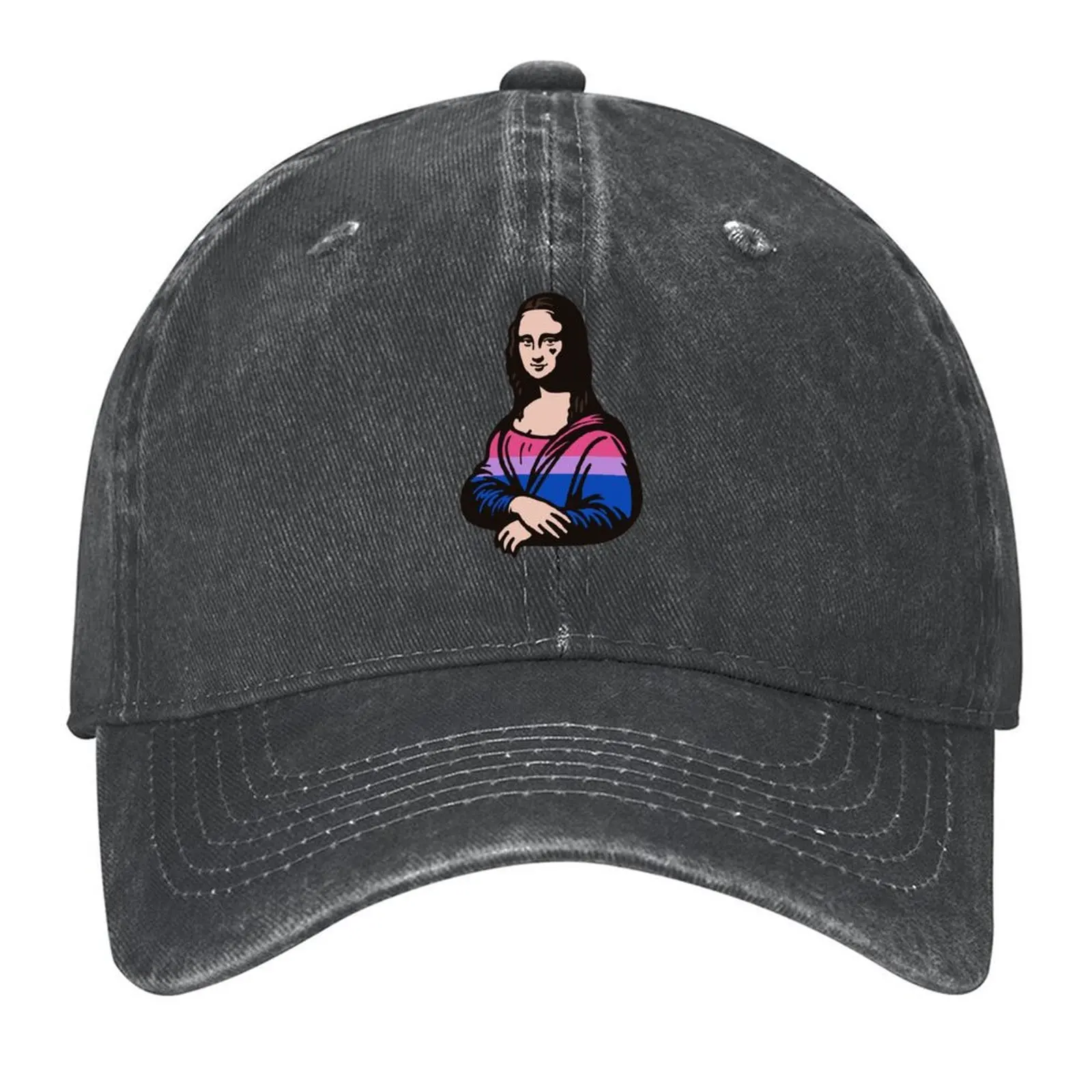 

Bisexual Pride Flag Mona Lisa Baseball Cap Funny hats sun hat Brand Man cap |-F-| Mens Tennis Women's