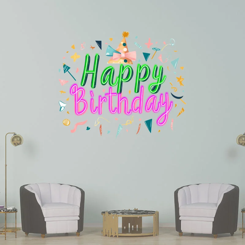 Happy Birthday Neon Sign, Birthday Party Wall Decor Light, Birthday Gift For Friends,Families and Lovers, Creative Neon Lights