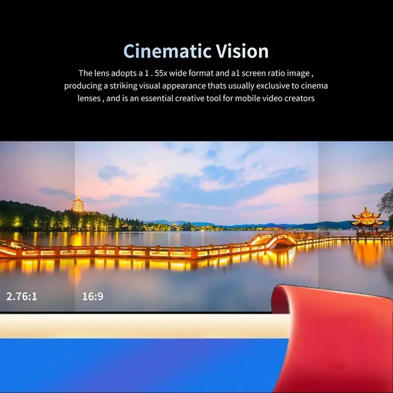 

1 PCS Black 1.55X Wide Screen Anamorphic Lens Blu-Ray Brushed Video Lens Universal-X62A