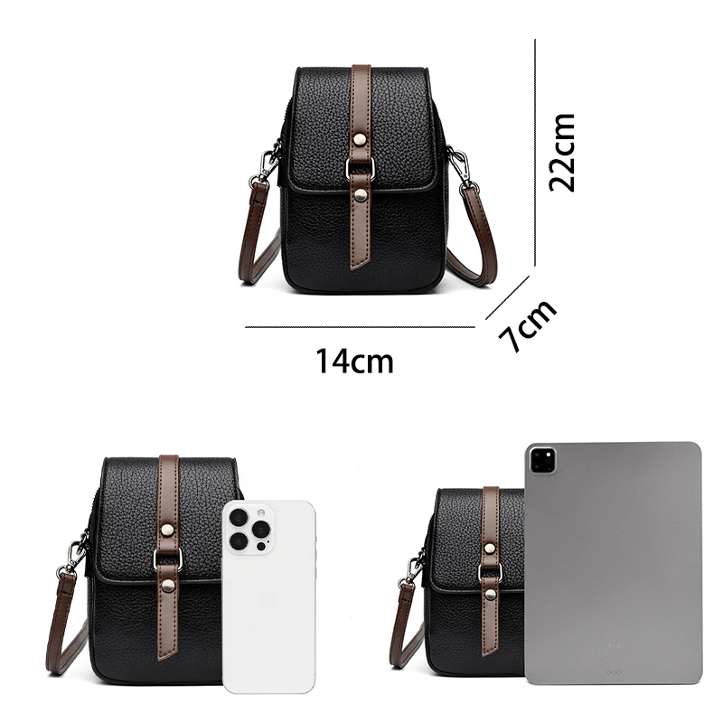 2026 Women's New Versatile Mobile Phone Bag Fashion Multi functional Crossbody Mini Leather Small Bolsas Leather Crossbody Bags
