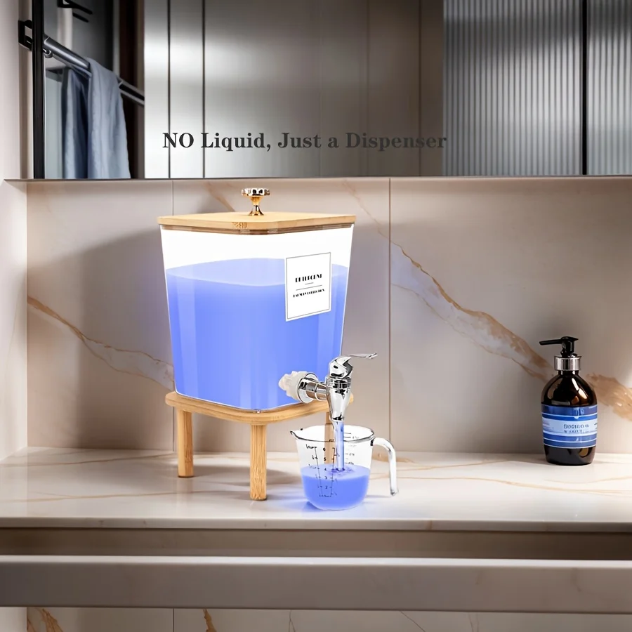 Laundry Detergent Dispenser, Plastic Liquid Laundry Soap Dispenser with Faucet Fabric Softener Container Laundry Room organizer