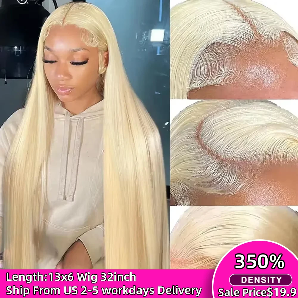 350% Density 13x6 HD Full Frontal Lace 613 Blonde Colored Straight Wigs Lace Frontal Human Hair Wigs Lace Front Wigs For Women