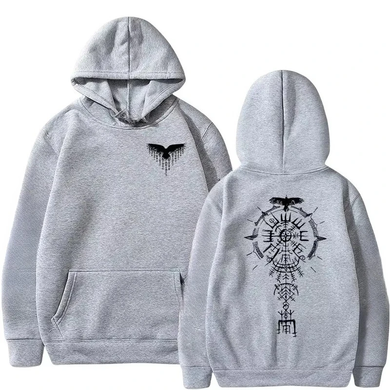 Ancient Viking Raven Print Hoodie Male Daily Casual Fashion Sporty Coats 2025 Autumn New Arrival Men's Sweatshirt High Quality