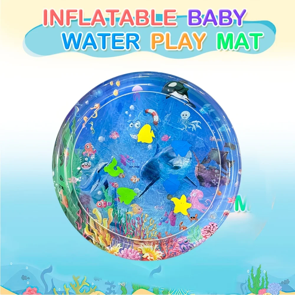 

1 шт. круглый коврик для водной игры с пиратским кораблем — надувной коврик для сенсорного развития для малышей с красочными морскими существами и коралловым рифом, ПВХ