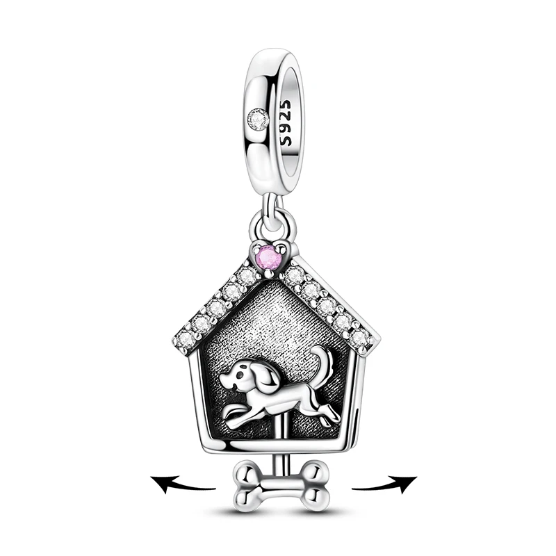 2026 New 925 Sterling Silver Happy Dog Activity Charms Pendant Fit 3mm Original Bracelet DIY Women Birthday Jewelry Gifts