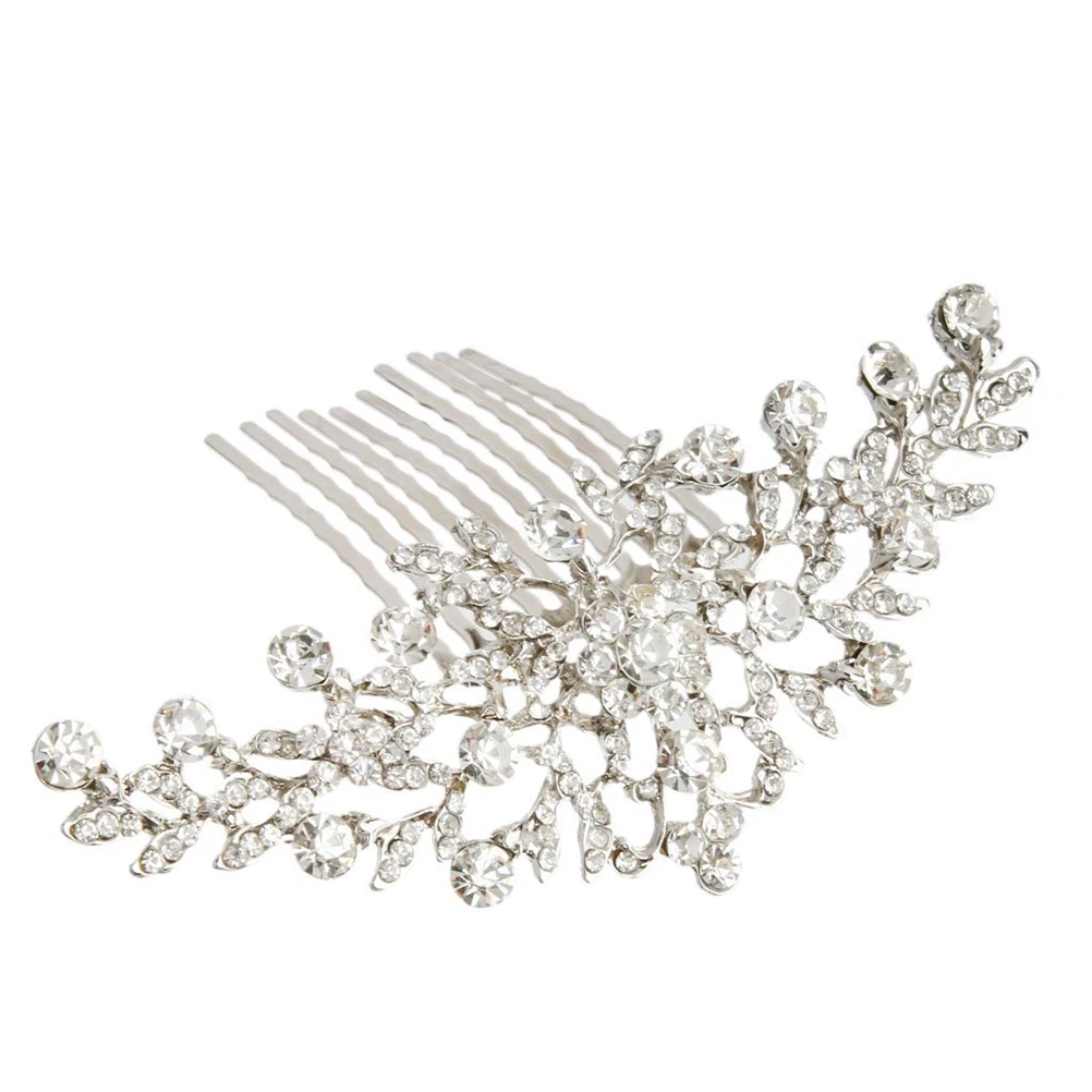 

Crystal Diamond Hair Comb Rhinestone Headwear Silver Bridal Women Wedding Party Accessories Hair Ornament Styling Aid