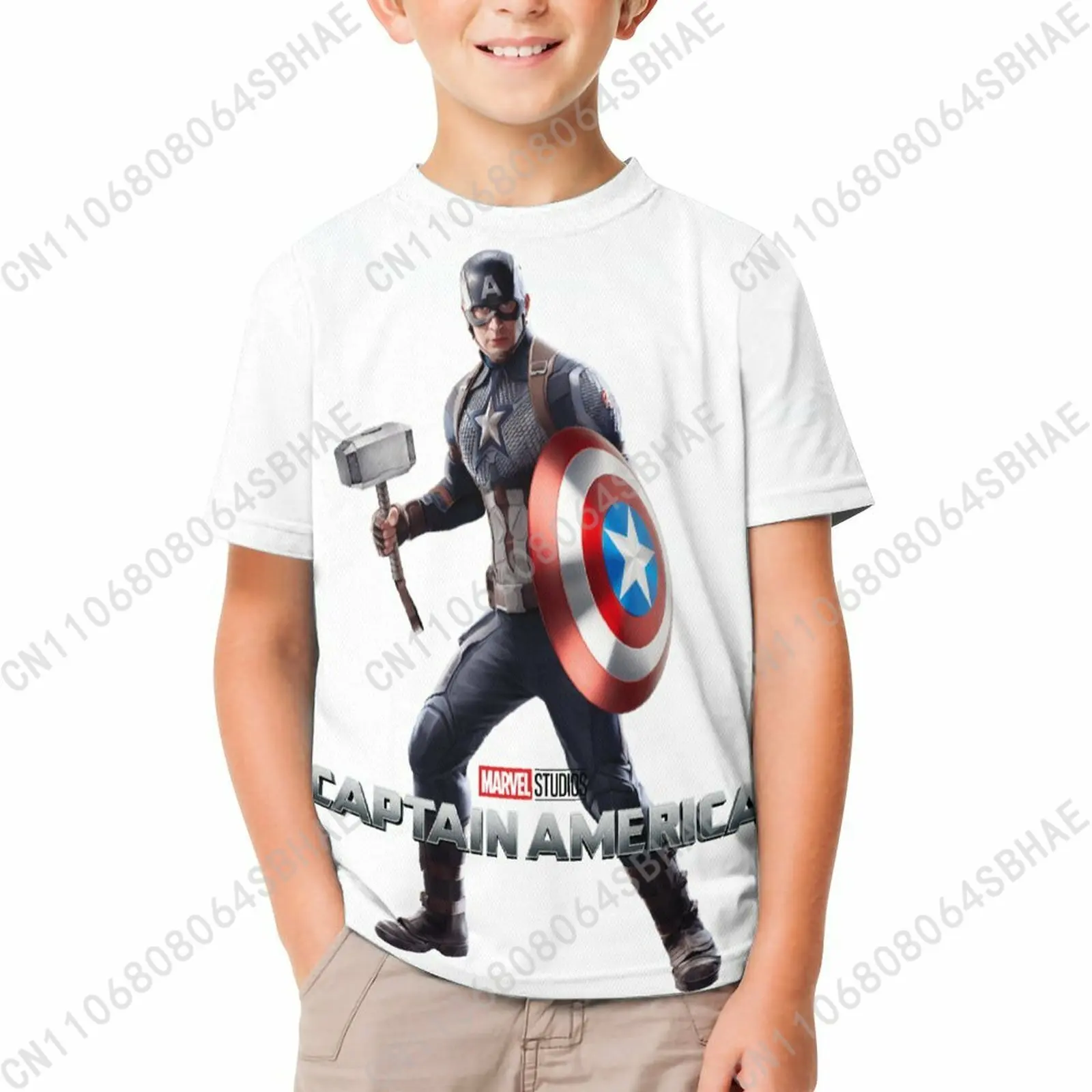 

Marvel Captain America T Shirt Boy Girl Short Sleeve Print Cotton TShirt Comfortable Crew Neck Children Child Tee Cosplay