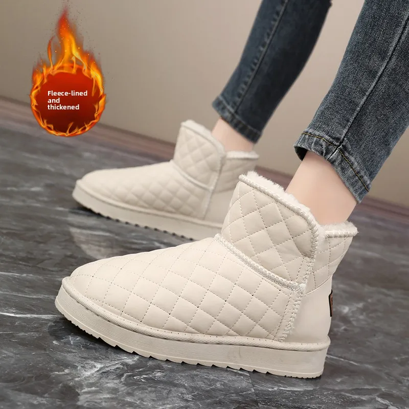 Women's Winter Snow Boots Fleece Lined Warm Cotton Shoes Leather Fur Integrated below 40 Degrees Cold Resistant Waterproof An...
