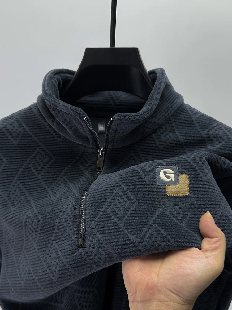 

Утепленная двусторонняя толстовка из австралийского флиса с капюшоном для мужчин, зимняя теплая толстовка с воротником-стойкой, модная повседневная толстовка с принтом