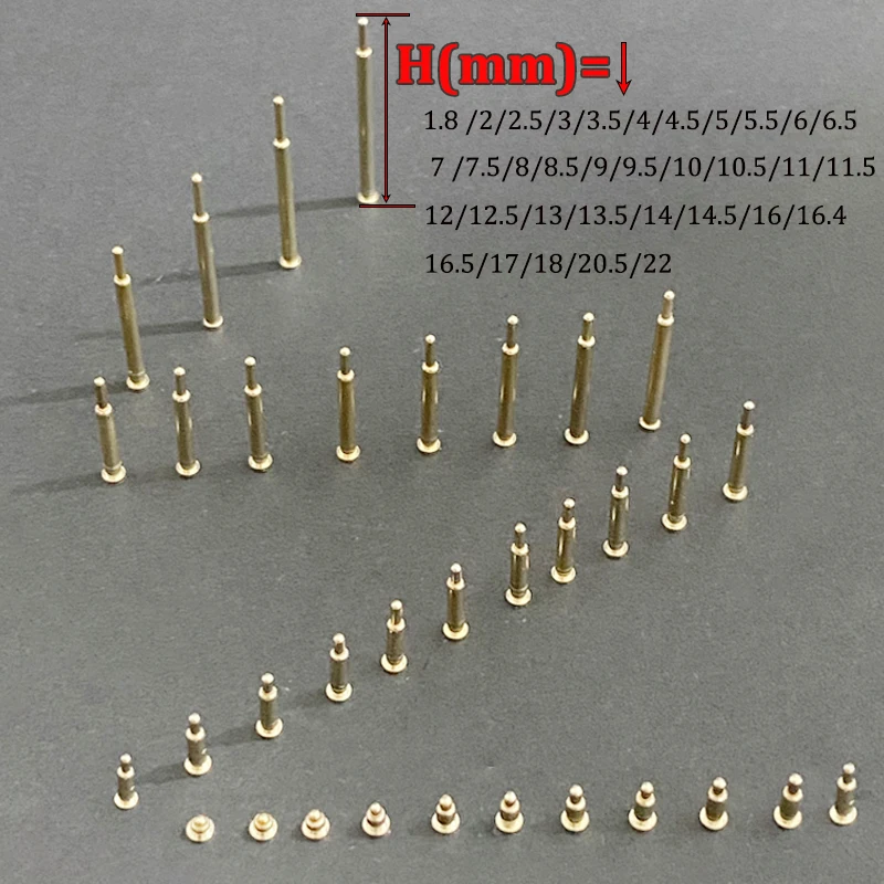 5 Stück Pogopin-Stecker, Pogopin-Batterie-Federkontakt, SMT-Pin, PCB, 1,8–22 mm, Prüffeder, Prüfspitze für Batteriekontaktprüfung – Detail 2