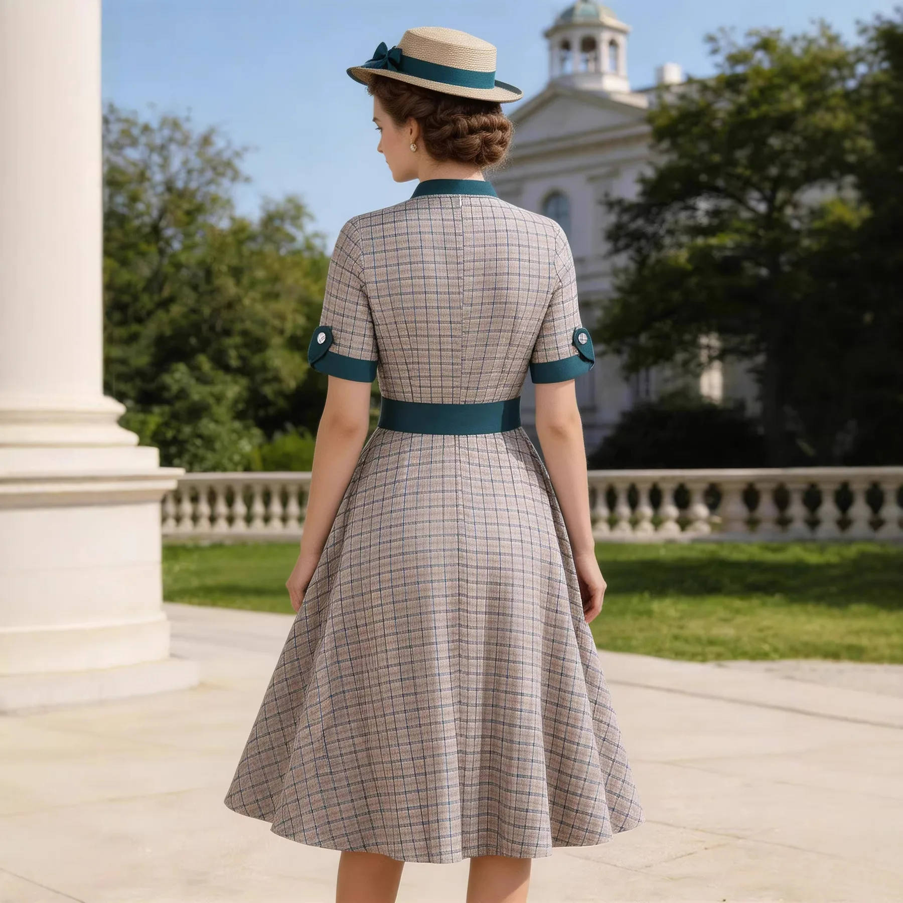 50년대 빈티지 플래드 버튼 프론트 타이넥 로카빌리 파 - Women'S Fashion Of The 50S 리뷰 및 가격