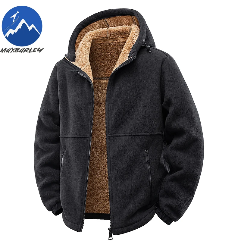 

Maxbarley Mens Winter Thick Jacket Hiking Adventure Warm Fleece Clothing Casual Daily Wear Fashion Design Man Fur Coats Hoodies