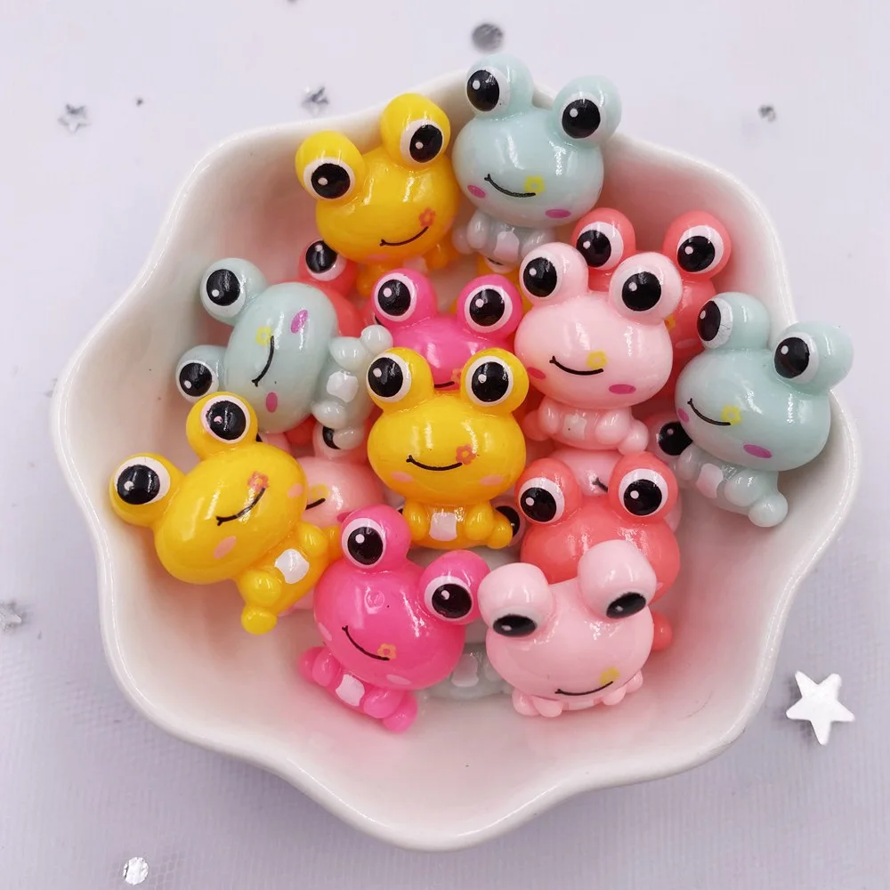 20PCS Resin Kawaii Colorful 3D Green Frog Flatback Cabochon Stone Scrapbook DIY Decor Home Figurine Embellishments Crafts H38