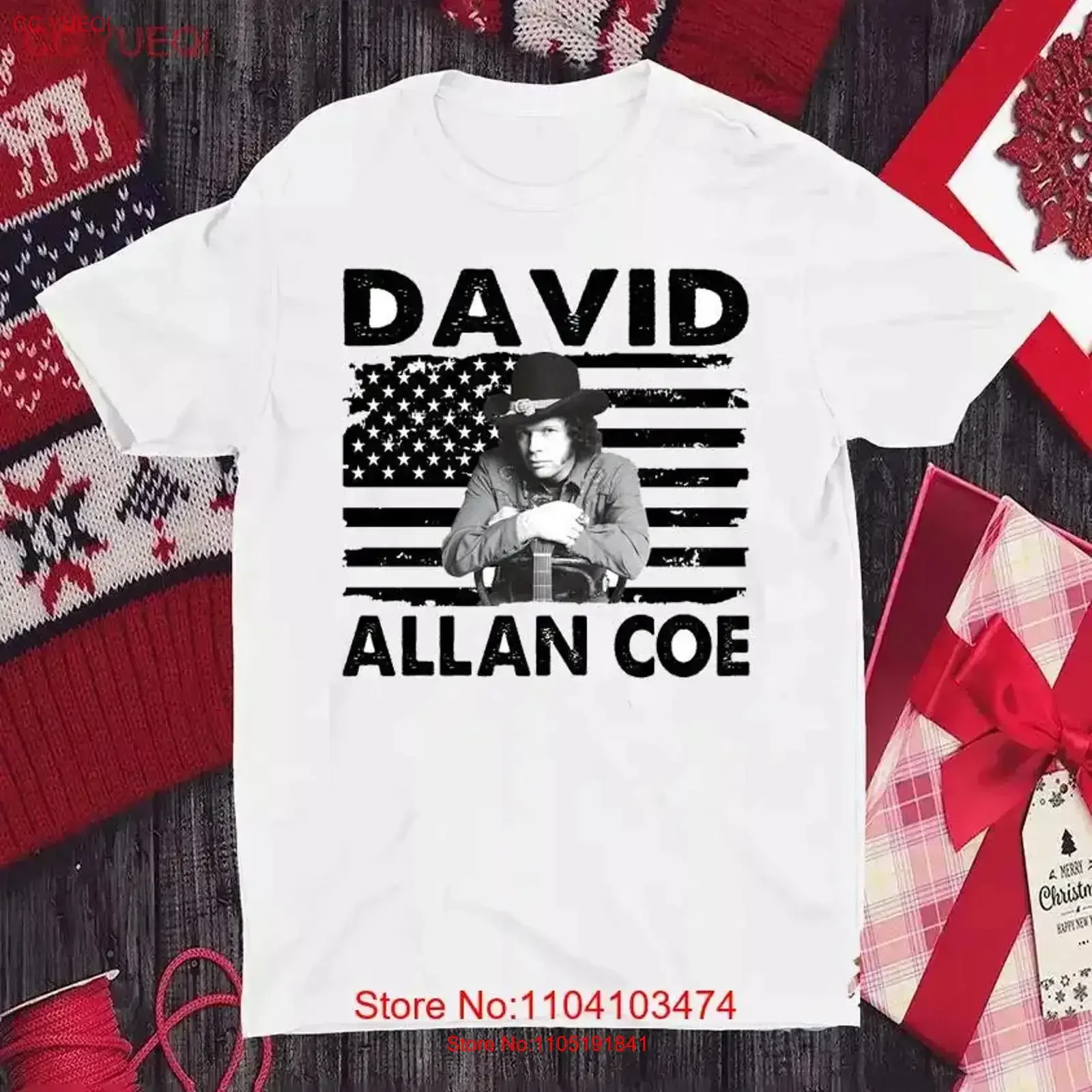 David Allan Coe Merry Christmas WhiTE cOLOR All Size T Shirt TT1267 vintage Washed Unisex Stylish fashion homme streetwear