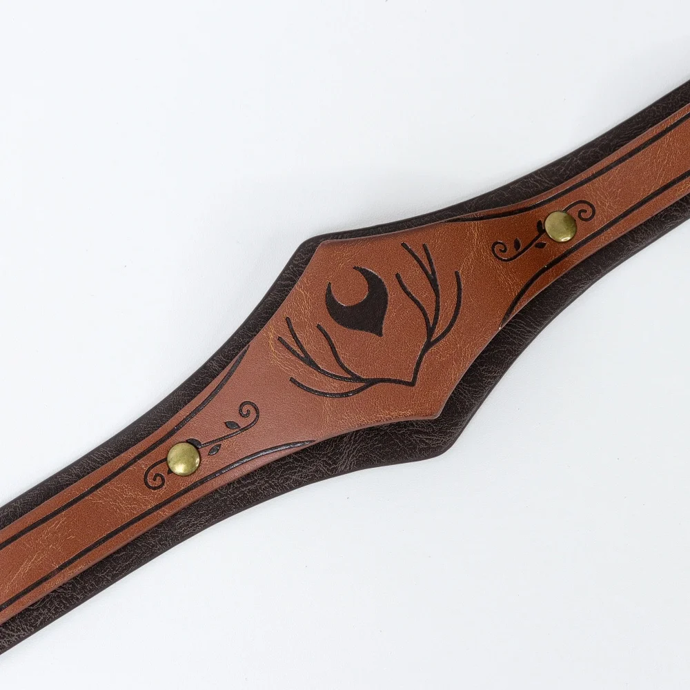 Women Medieval PU Leather Elf Headband Moon Forehead Circlet Forest Druid Renaissance Warrior LARP Halloween Fantasy Cosplay Acc view 5