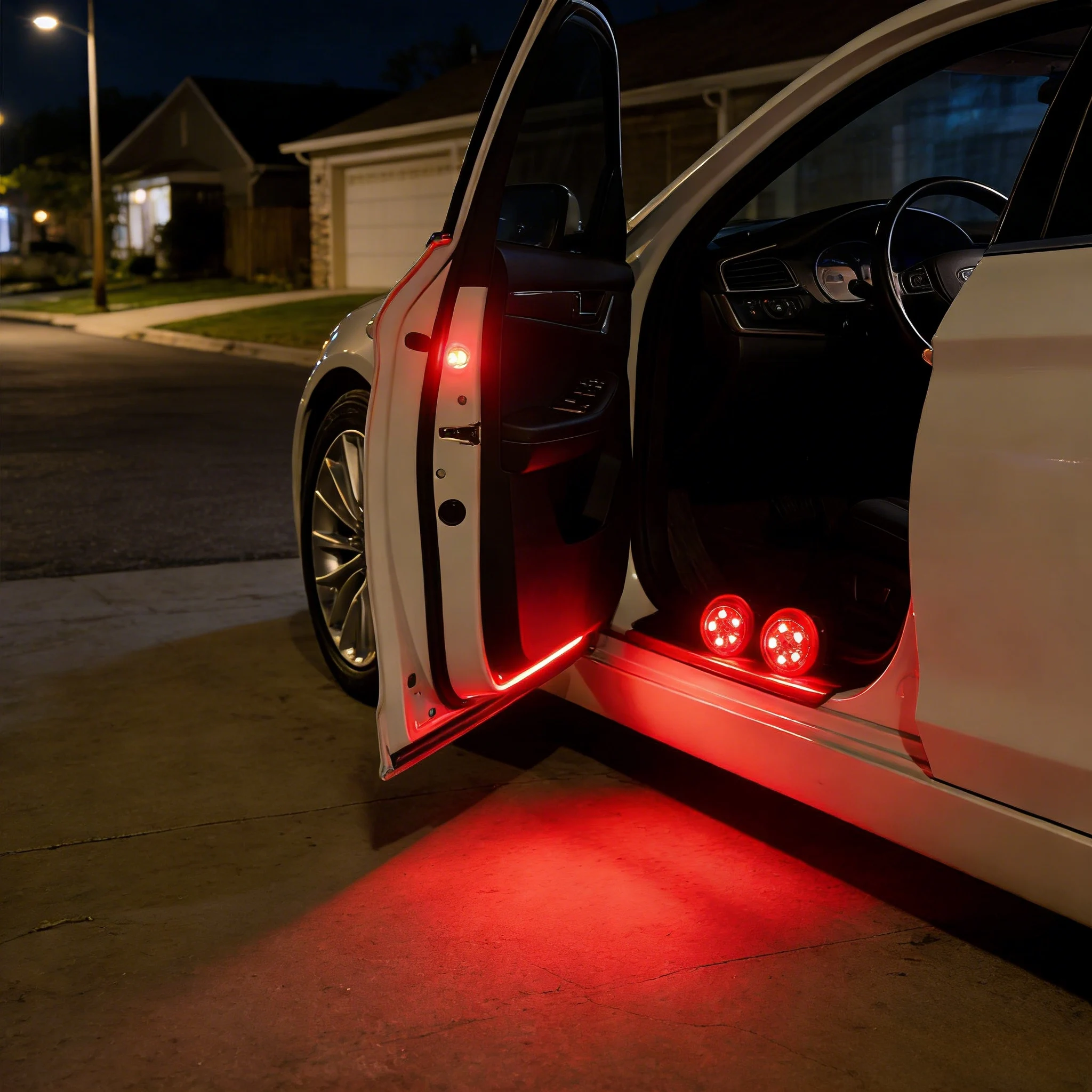2Pcs Universal Car Door Light - Wireless Anti-Collision Warning Lamp, Red LED Strobe Flash, Safety Alarm Parking Signal