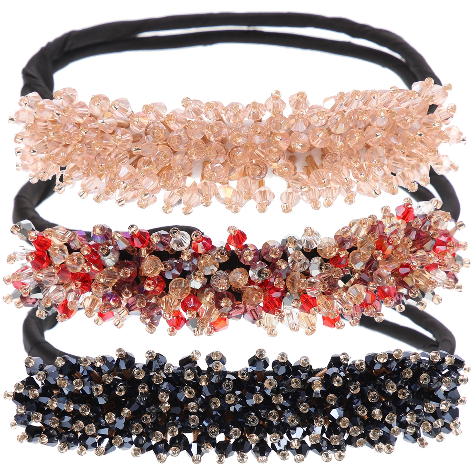 

3pcs Hairpin Bun Maker Small Elastic Bands Glitter Shaper Accessories Hair Tools Styling Travel Dating Party Festivals Gifts