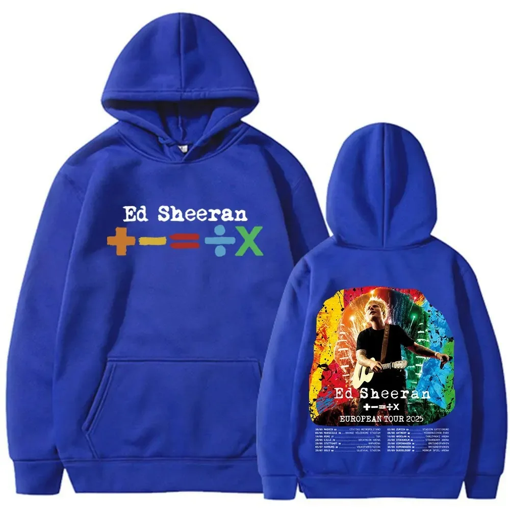 에드 쉬란 유럽 투어 2025 굿즈 후디 남녀 힙합 패션 스웨트셔츠 탑 플리스 따뜻한 플러스 사이즈 코튼 캐주얼 유니섹스