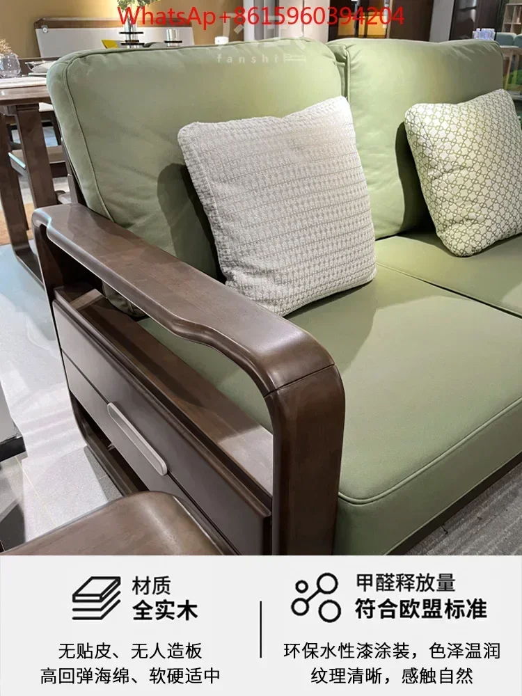 Modern simple light extravagant solid wood sofa New Chinese Classical Zen living Room Corner retro accommodation Furniture