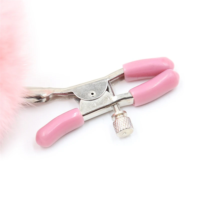 Metal Nipple Clamp with Plush Ball for Women Fetish to Breast Labia Clip Stimulation Massager Bdsm Bondage Sex Products