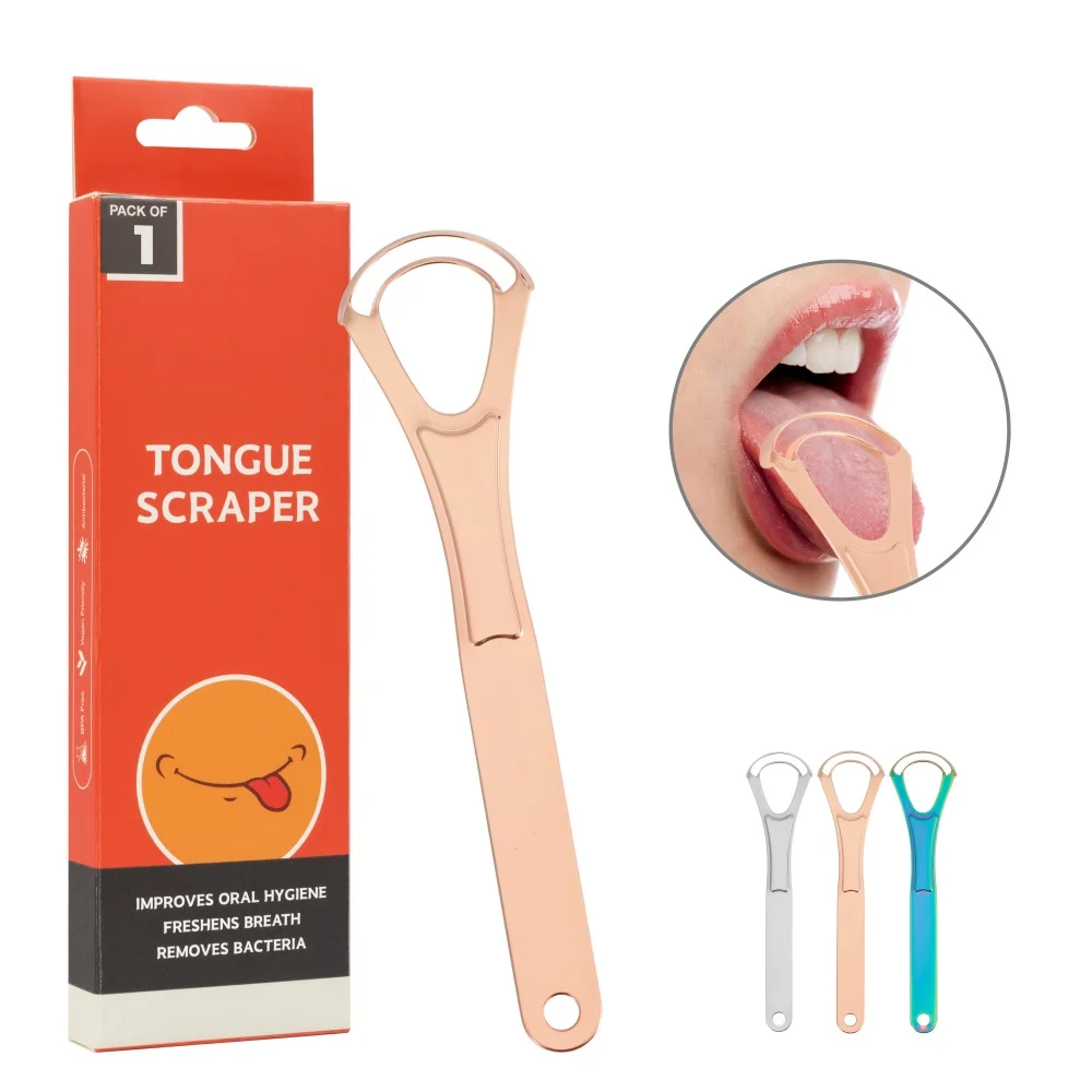 

1 Pc Stainless Steel Tongue Scraper Tongue Plate for Removing Bad Breath Double Layer Tongue Coating Cleaner Brush Oral Care