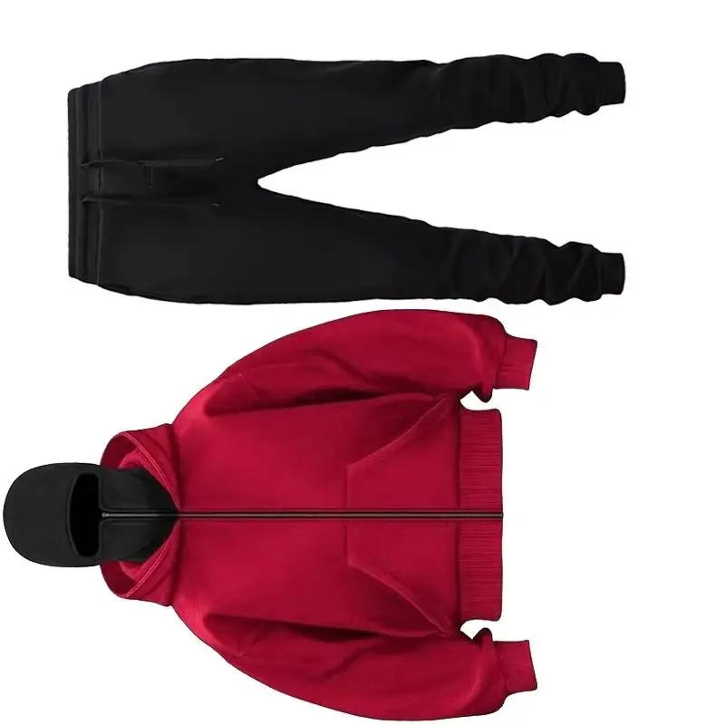 

Double Hat Hoodies Pants Set Autumn Winter Balaclava Hooded Sweatshirt Trendy Hip Hop Men Women Couple Face Mask Zipper Hoodie