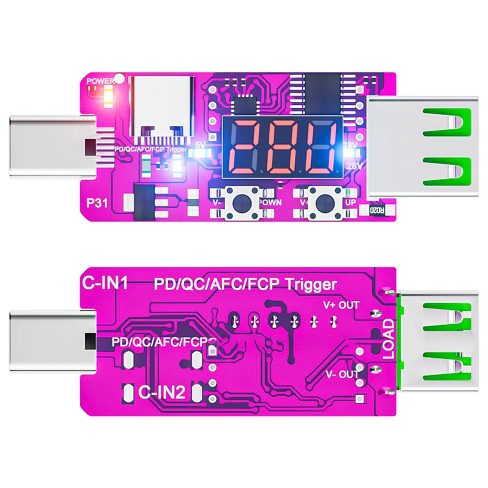 Automatic Fast Charging Trigger Board Digital Voltmeter Ammeter With Power Off Memory For PD QC Voltage Current Detection