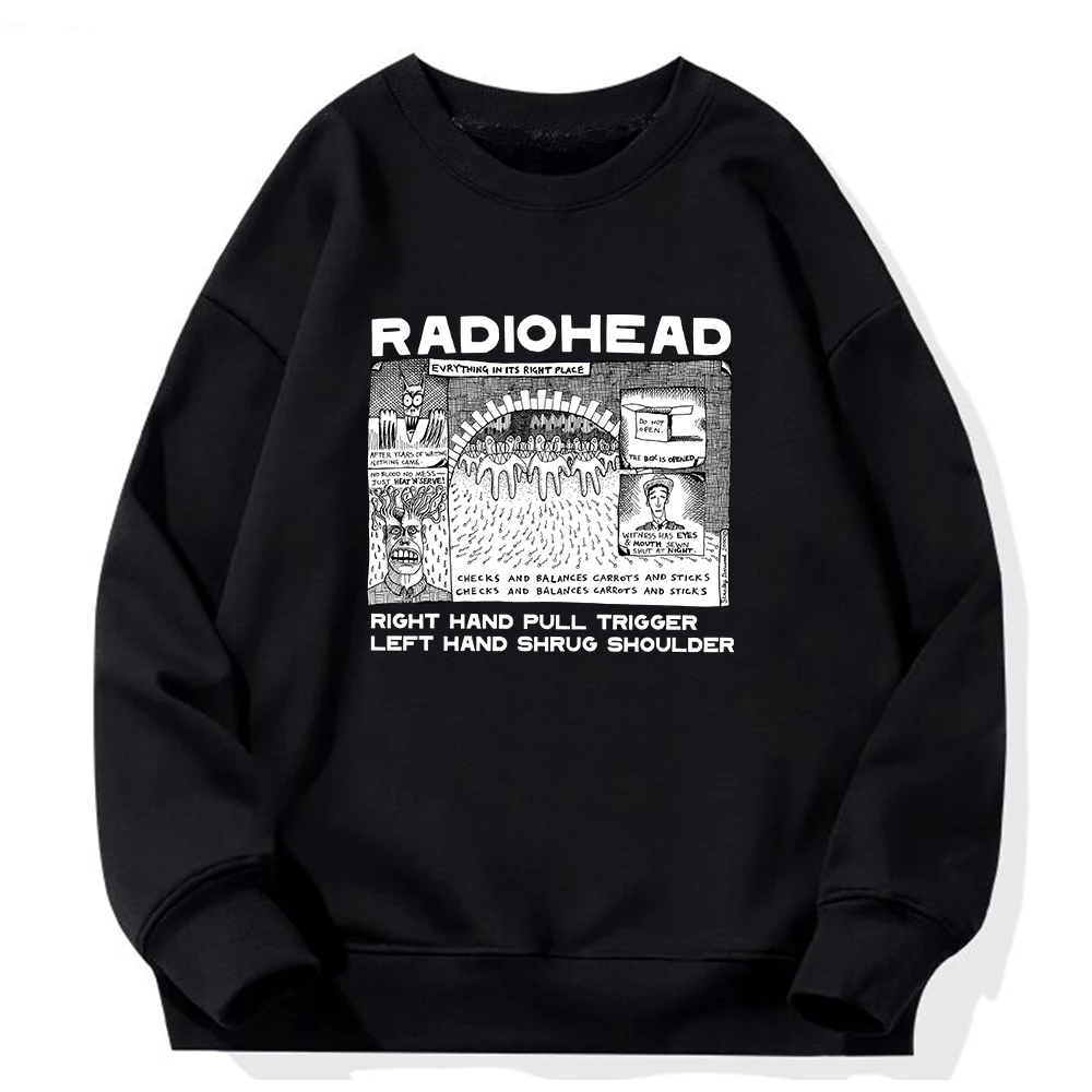 Radiohead Sweatshirt Rock Band Vintage Hip Hop Men/Women Hoodies Unisex Music Fans Print Long Sleeve Pullovers Graphic Clothes