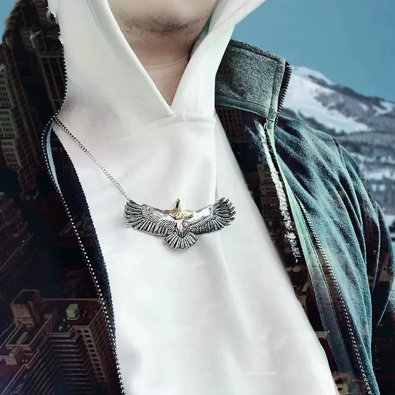 Men's Necklace High Quality Metal Flying Eagle Eagle Sky Eagle Bird Tribe Biker Pendant Necklace