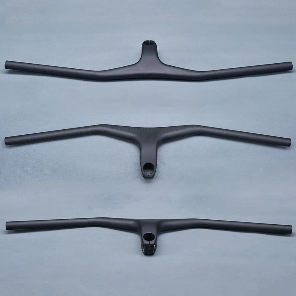 Matte 3K Carbon Bicycle Mountain Handlebars and Stem 28.6mm -17° One-shaped Integrated MTB Handlebar Bike Parts