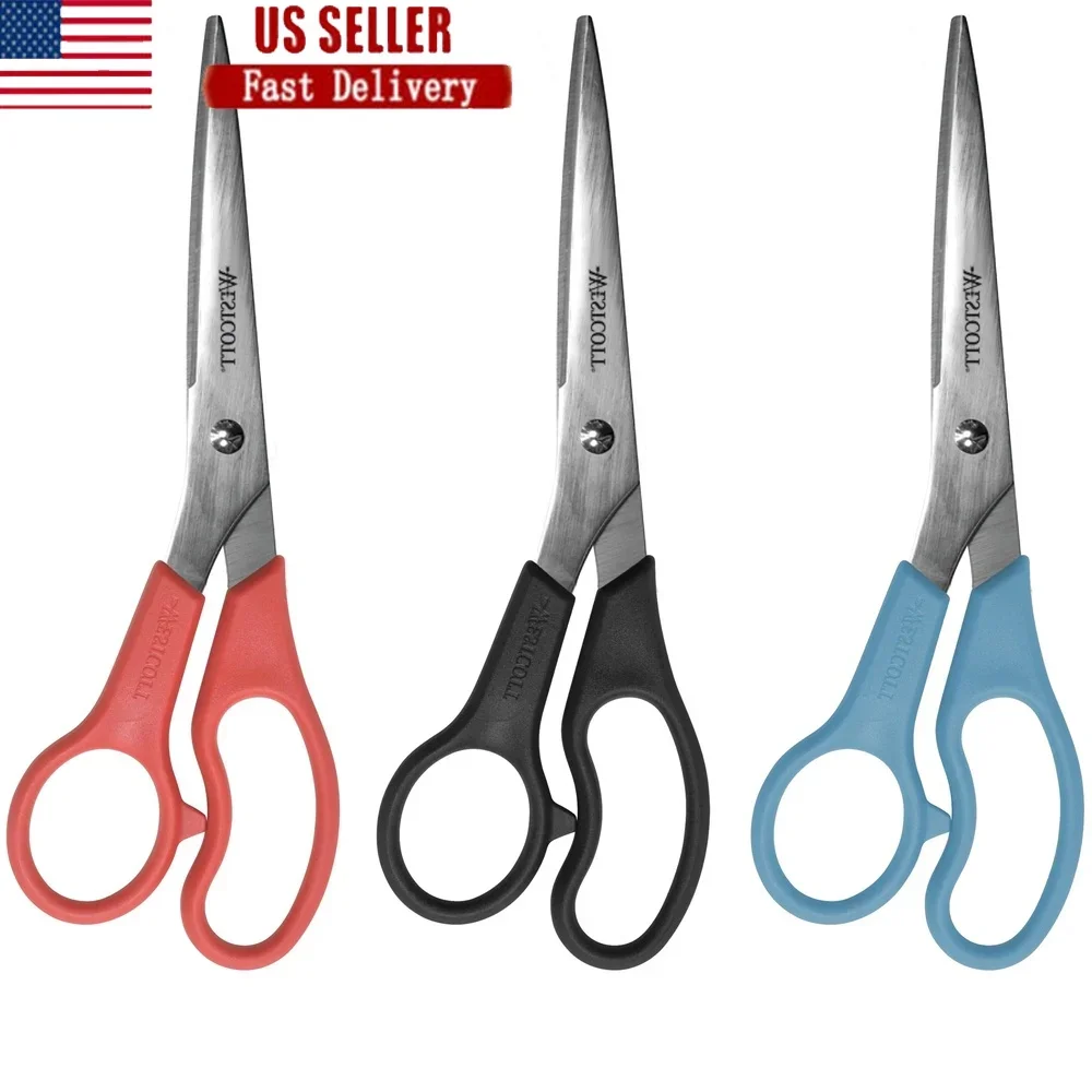 

Durable Straight Scissors 8 Inch 3 Pack Stainless Steel Blades Lightweight For School Office Use Perfect For Left Right Hand