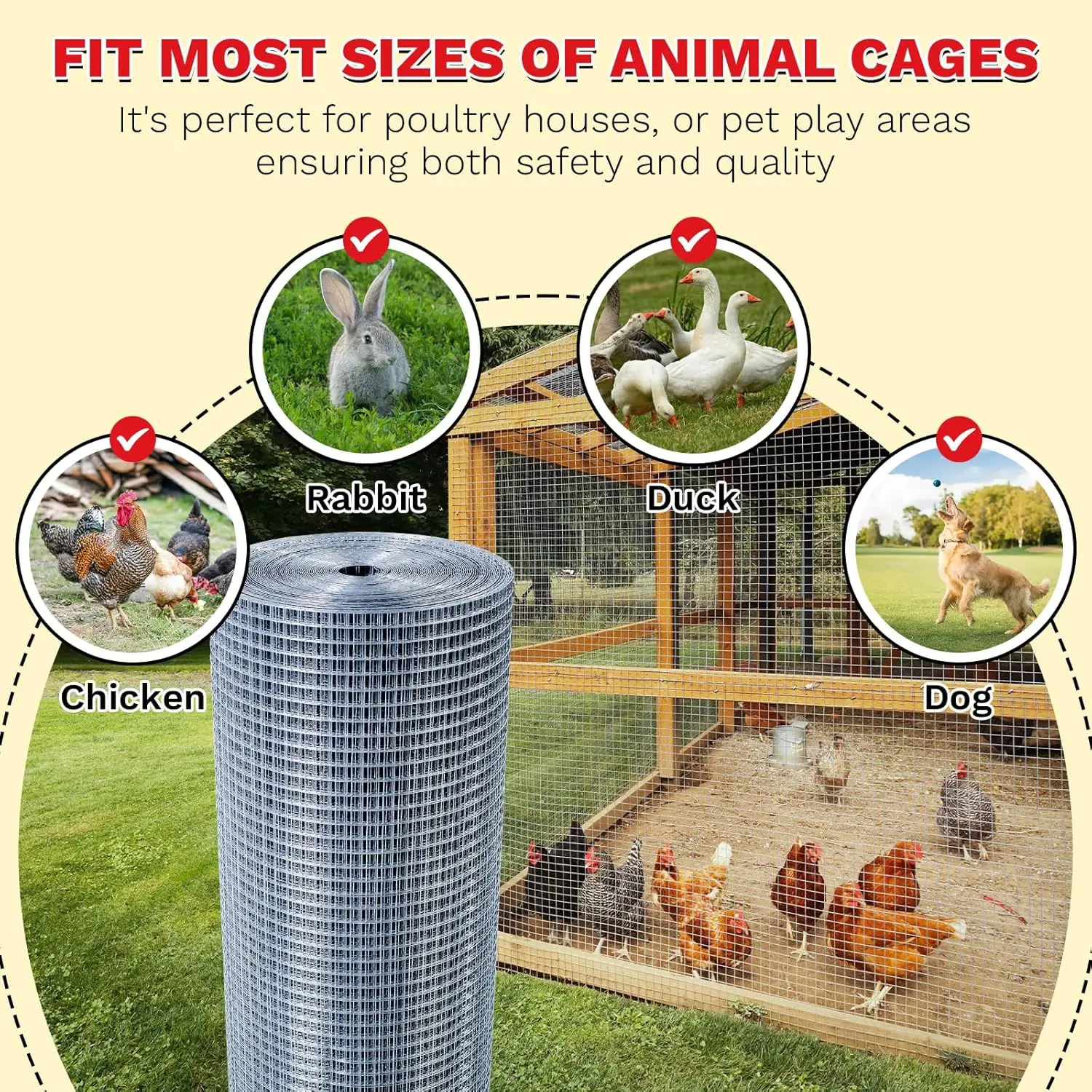

Chicken Wire Fence Wire Mesh Fence Poultry Netting Garden Fence Tree Guard Rolls 1/4inch 48inx100ft 23 Gauge