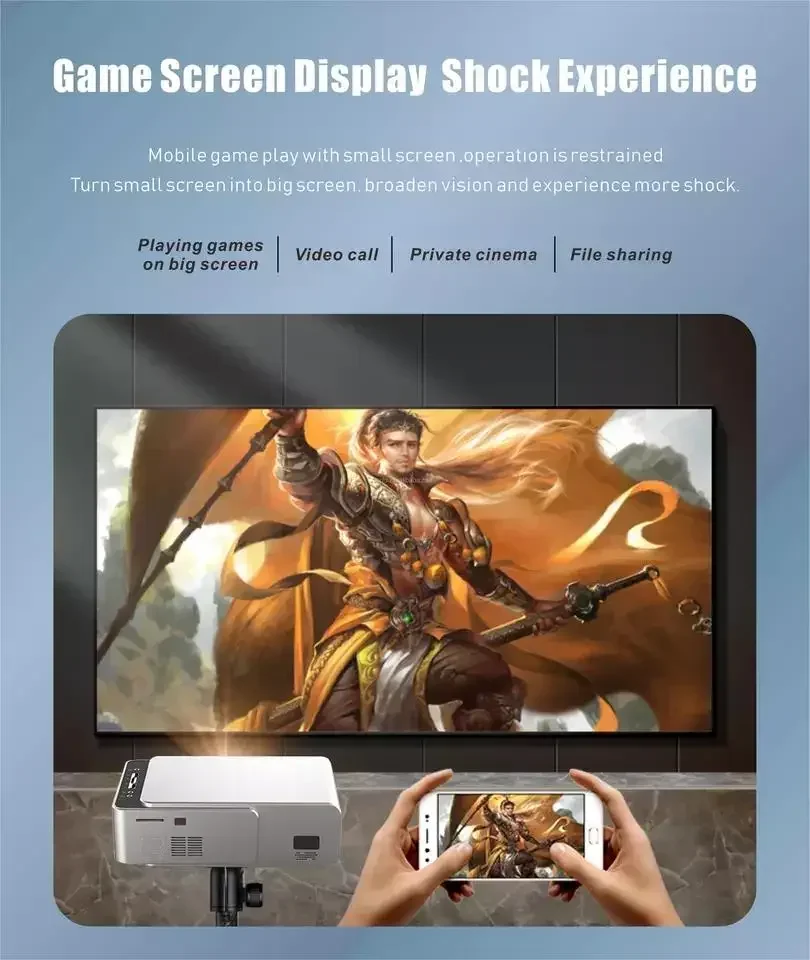TouYinger T6 Proyector LED HD portátil (Android Wifi opcional) Video Beamer compatible con cine en casa 4K Full HD 1080p