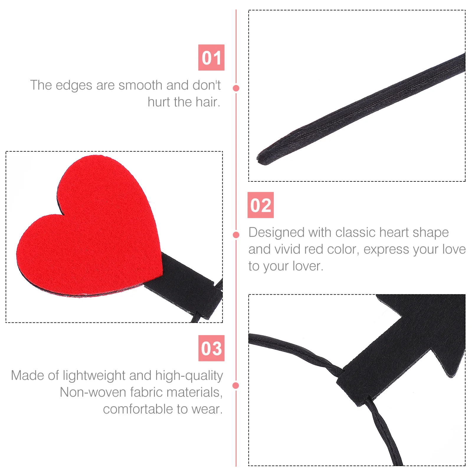 

4Pcs Red Heart Arrow Headb s Valentine Heart Hairb Party Photo Prop Wedding Accessories Lightweight Comfortable