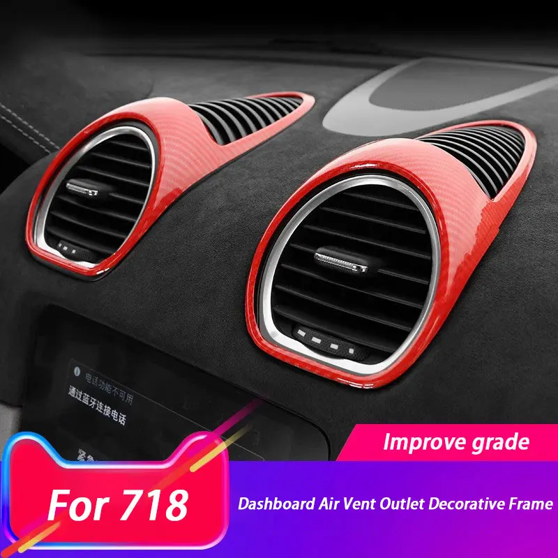 

Car Central Console Dashboard Air Conditioning AC Vent Outlet Cover Trim Accessories For Porsche 718 Cayman Boxster 2017 - 2021