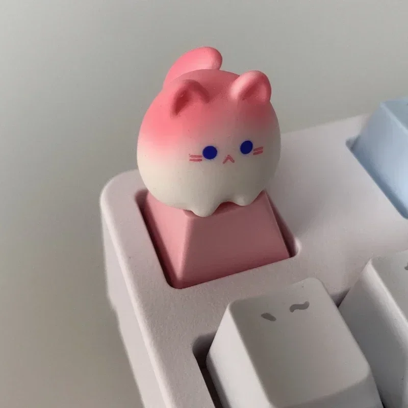 Singolo creativo carino gatto rosa Keycap OEM altezza materiale ABS accessori per tastiera meccanica portachiavi decorativi animali regalo per ragazza