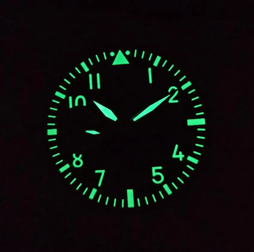 pilot no logo Watch parts blue dial 39mm green luminous mechanical watch accessories Fits ETA6497 Seagull ST36 movement