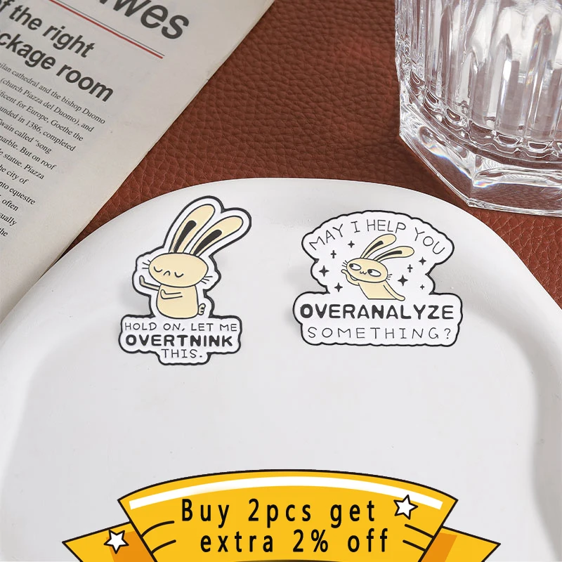 Cute Cartoon Rabbit Enamel Pin, Funny Humorous Dialogue Badge, Fashion Accessory for Clothes and Backpacks,Best Gift for Friends