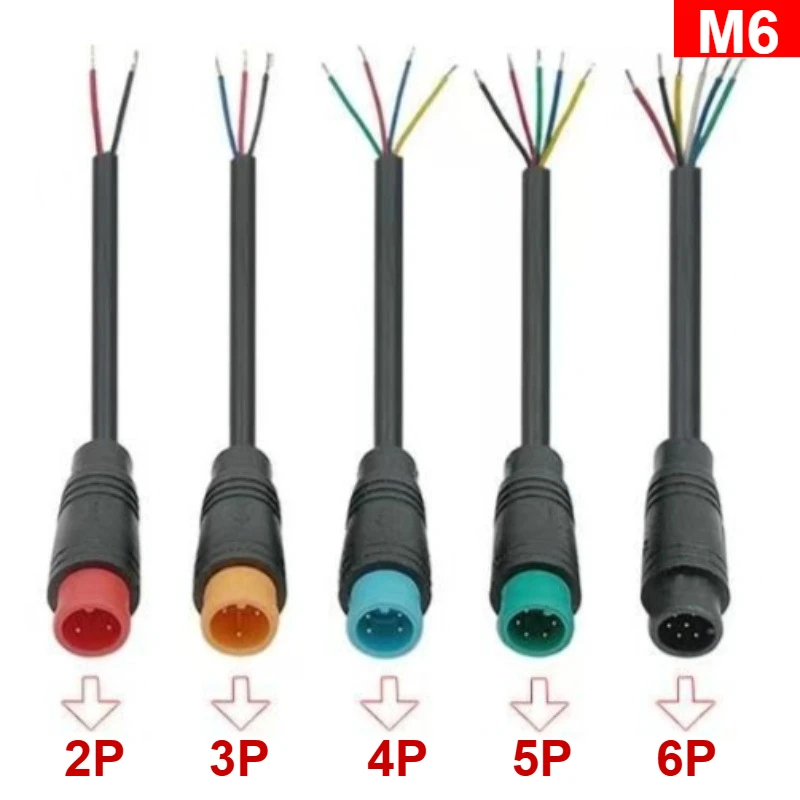 1Pair 2-6 Pin M6 Electric Bicycle Butt Joint Plug Wiring Line Scooter Brake Cable Pluger Signal Connecting Sensor Wire 20CM