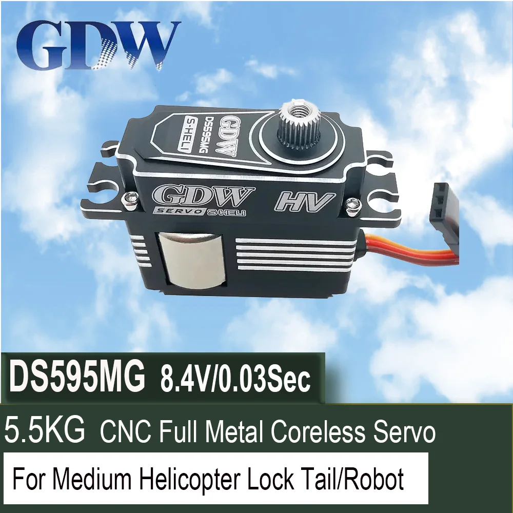 

GDW RC Servo DS595MG Narrow Frequency Lock Tail Medium Metal Coreless Steering Gear For Yato 470l TG520 XL520 Helicopter Parts